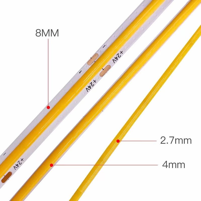 2700K-6500K 12V LED COB Strip 24V ชิปความหนาแน่นสูงตกแต่งภายในบ้าน