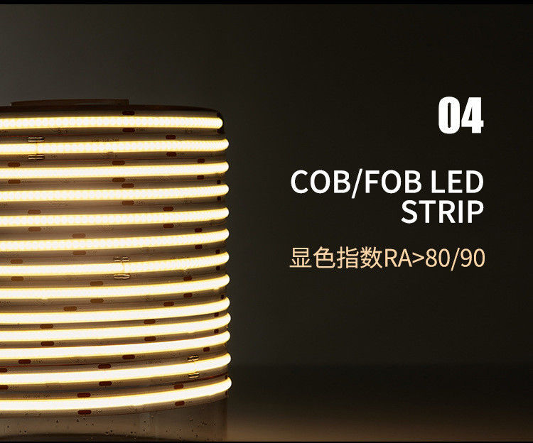 480leds/M แถบ LED COB 12V ความหนาแน่นสูง 4000K 10W ตกแต่งบ้าน